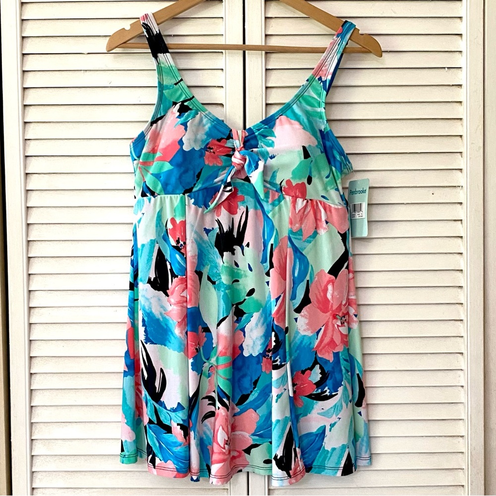 🆕 Penbrooke Swimsuit Womens size 12 Tropical Floral One Piece Bathing Suit Dress